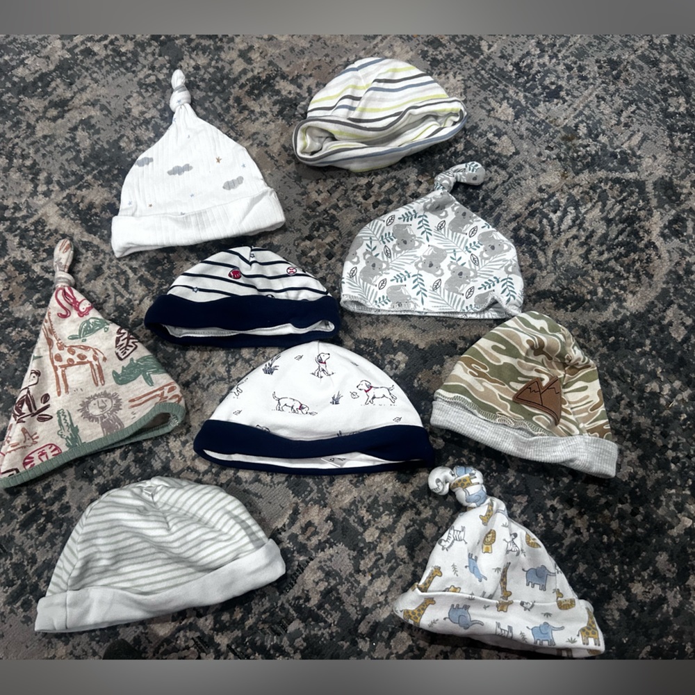 Bundle of 9 Assorted Baby Knot Hats - Multi-Color